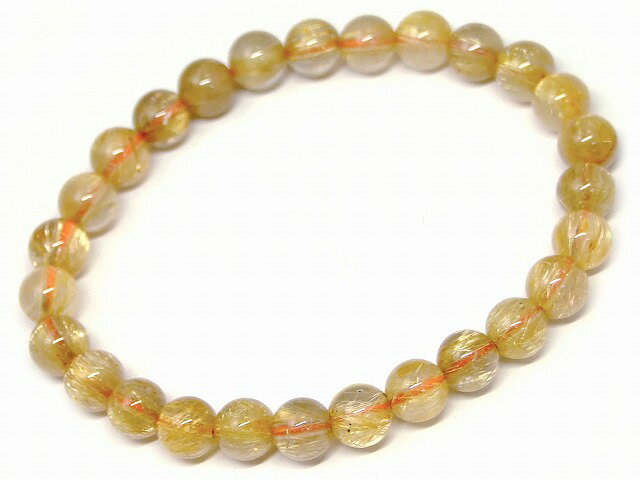 67541　　タイチンルチルクォーツ 針水晶 7mm AA ブレスレット 内径17cm ポーチ付き 送料無料 ブラジル..