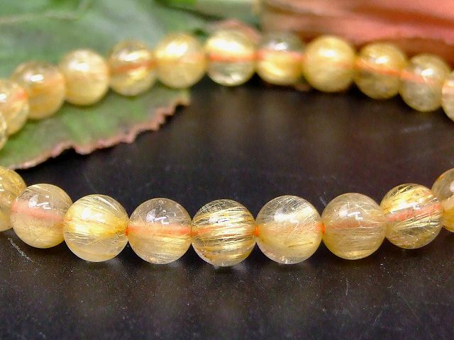 67541　　タイチンルチルクォーツ 針水晶 7mm AA ブレスレット 内径17cm ポーチ付き 送料無料 ブラジル産 天然石 パワーストーン