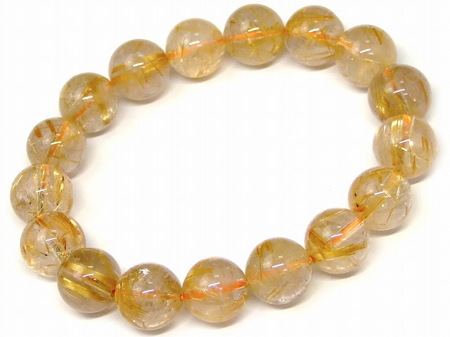 67535　　タイチンルチルクォーツ 針水晶 12mm〜13mm AA ブレスレット 内径19cm ポーチ付き 送料無料 ..