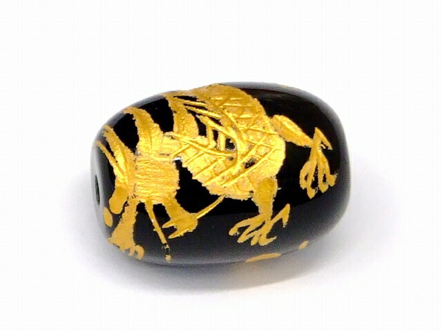 66891　　オニキス　龍彫り 金彫り 17mm×12mm　1粒売り　ネコポス 送料無料 天然石 パワーストーン