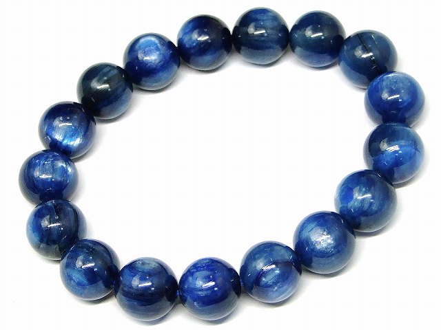 g3-681F　　カイヤナイト 12mm AAA ブレスレット 内径18cm 鑑別済 本物保証 ポーチ付き 送料無料 ブラ..