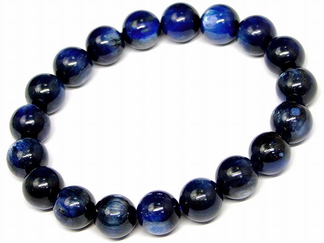 67310　　カイヤナイト 10mm AA ブレスレット 内径17cm 鑑別済 本物保証 ポーチ付き 送料無料 ブラジル産 天然石 パワーストーン