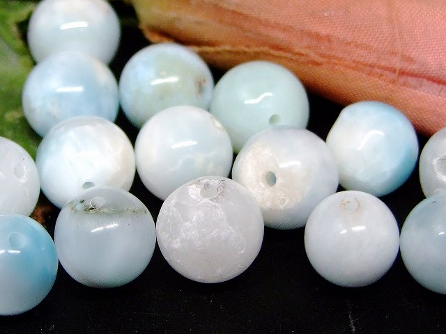 63952　　今月の半額 わけあり アイス ラリマー 9mm〜10mm 1粒売り ドミニカ共和国産 鑑別済 本物保証 送料無料 天然石 パワーストーン