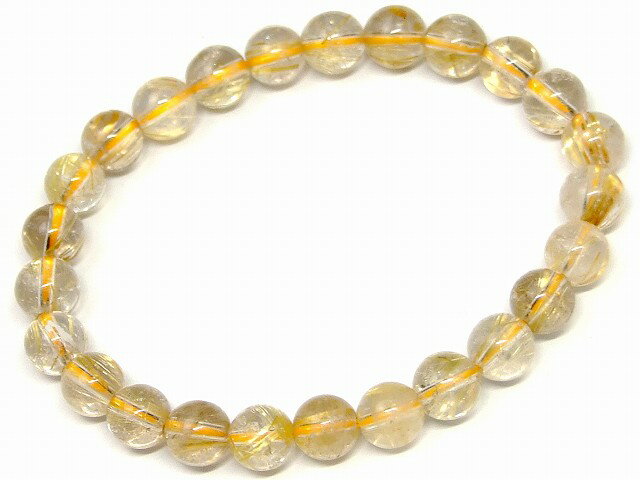 g3-1508E タイチンルチルクォーツ 針水晶 7mm 3A ブレスレット 内径16cm ポーチ付き 送料無料 ブラジル産 天然石 パワーストーン