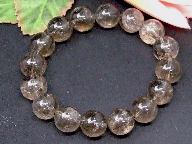 67387　　ブラックルチルクォーツ 針水晶 13mm AAA ブレスレット 内径18cm ポーチ付き 送料無料 ブラジル産 天然石 パワーストーン