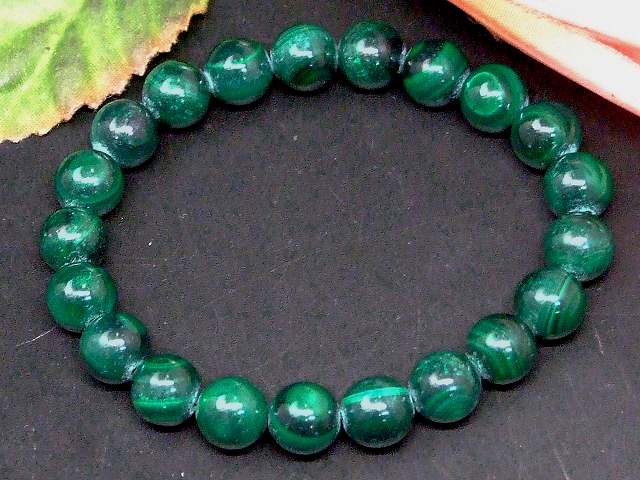 g3-625G　　今月の半額 わけあり 天眼 マラカイト 8mm ブレスレット 内径16cm 孔雀石 ポーチ付き 送料無料 ロシア産 天然石 パワーストーン