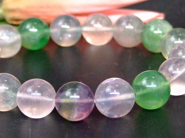 67398　　ミックスフローライト 12mm ブレスレット 内径18.5cm ポーチ付き 送料無料 天然石 パワーストーン