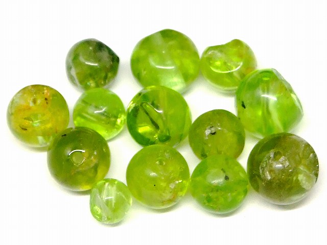 67403　　今月の半額 わけあり ペリドット 4mm〜7mm 13粒セット 鑑別済 本物保証 送料無料 ミャンマー産 天然石 パワーストーン
