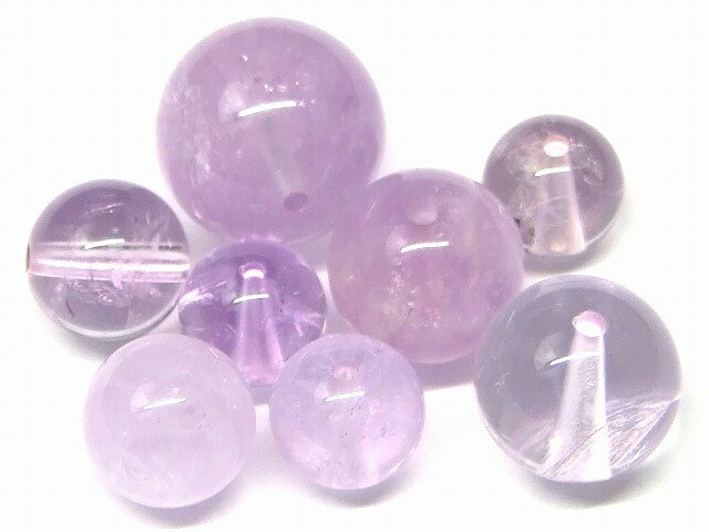 67418　　ラベンダーアメジスト 紫水晶 7mm〜12mm 8粒セット 送料無料 天然石 パワーストーン