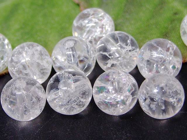 62143　　虹入り クラック水晶 8mm 1粒売り 爆裂水晶 クラッククォーツ ネコポス送料無料 天然石 パワーストーン