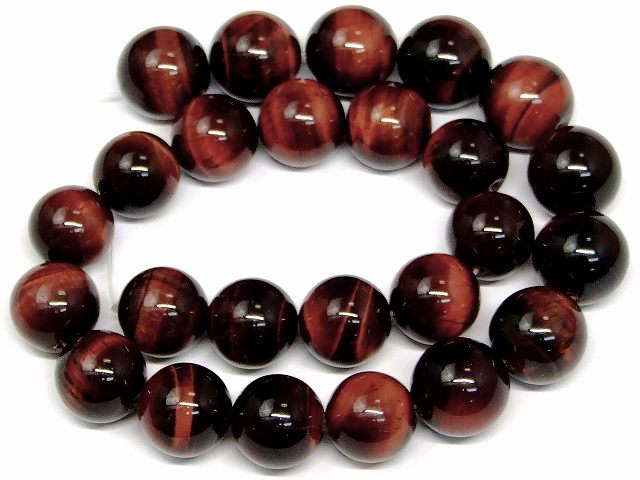 67494　　レッドタイガーアイ 赤虎目石 16mm〜17mm AA 1連39cm 通し針、解説書、1mゴム付き 送料無料 南アフリカ共和国産 天然石 パワーストーン