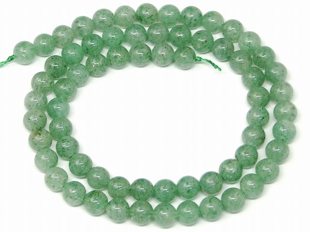 g3-654A　　グリーンストロベリークォーツ 6mm A 1連38cm 通し針、解説書、1mゴム付き 送料無料 天然石..