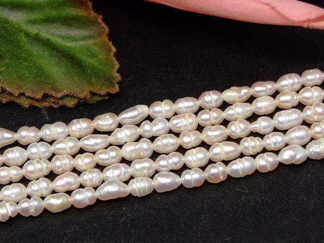 g3-1695A　　今月20％OFF 淡水 パール 真珠 5mm×3mm 1連33cm 通し針、解説書、1mゴム付き 送料無料 天然石 パワーストーン