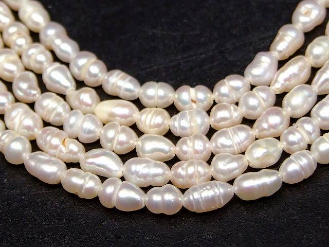 g3-1695A　　今月20％OFF 淡水 パール 真珠 5mm×3mm 1連33cm 通し針、解説書、1mゴム付き 送料無料 天然石 パワーストーン