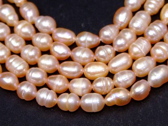 g3-1692E　　今月20％OFF 淡水 パール 真珠 6mm〜8mm×5mm 1連33cm 通し針、解説書、1mゴム付き 送料無料 天然石 パワーストーン