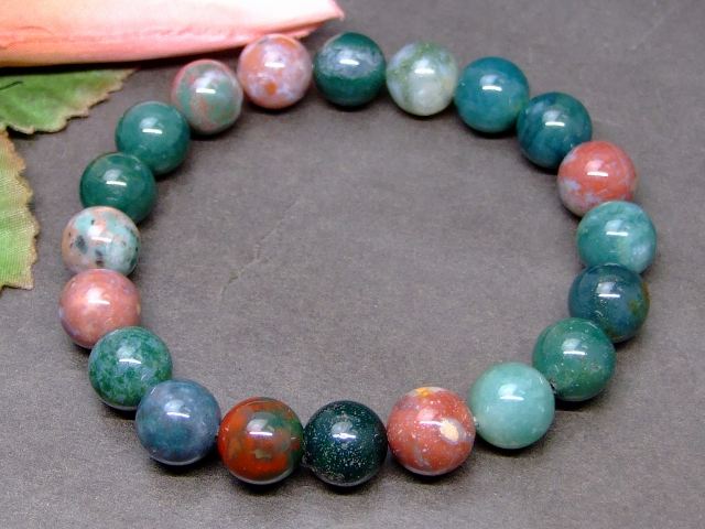 g3-152K　　モスアゲート 苔瑪瑙 10mm ブレスレット 内径調整可 ネコポス送料無料 天然石 パワーストーン