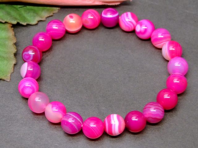 34243G　　桜縞瑪瑙 メノウ アゲート 8mm ブレスレット 内径調整可 ネコポス送料無料 天然石 パワーストーン