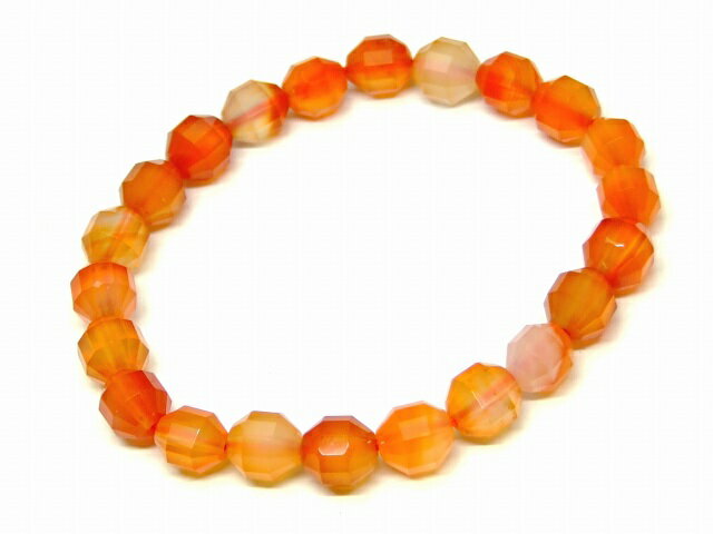 34245A　　カーネリアン 8mm 5A カット ブレスレット 内径調節可 ネコポス送料無料 天然石 パワーストーン