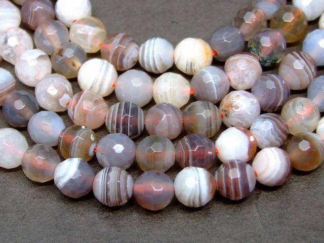 g3-3397　　今月20％OFF ボツワナアゲート 瑪瑙 メノウ 6mm 128面カット 1連38cm 通し針、解説書、1mゴム付き 送料無料 天然石 パワーストーン