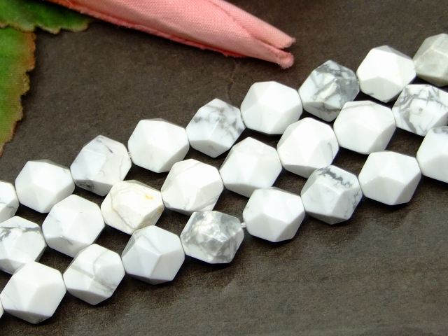 g3-335H　　ハウライト 10mm スターカット 1連38cm 通し針、解説書、1mゴム付き 送料無料 天然石 パワーストーン