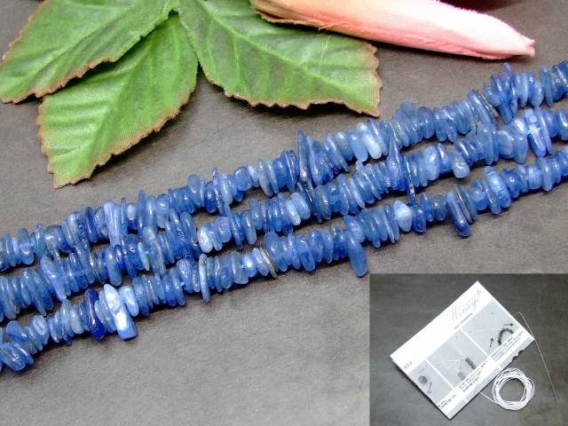 g3-683B　　今月30％OFF カイヤナイト A さざれ 穴あり 1連40cm 通し針、解説書、1mゴム付き ネコポス送料無料 天然石 パワーストーン