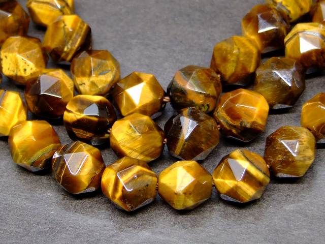 g3-2102A　　今月15％OFF イエロータイガーアイ 黄虎目石 8mm スターカット 1連38cm 通し針、解説書、1mゴム付き 送料無料 南アフリカ共和国産 天然石 パワーストーン