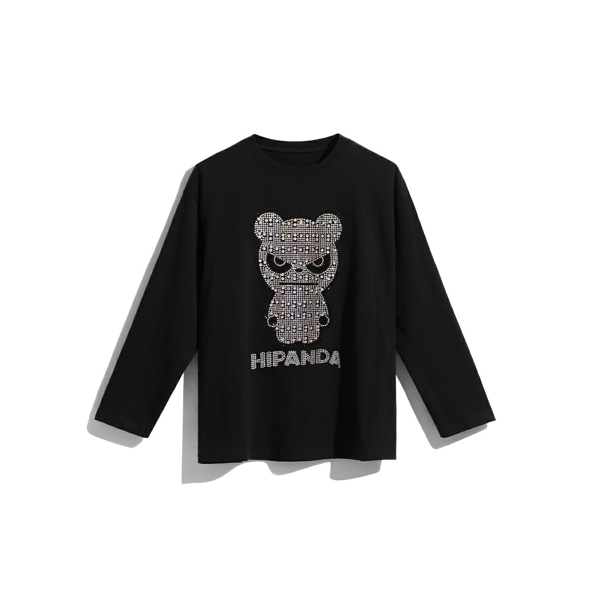 送料無料【HIPANDA ハイパンダ】メンズ 不規則ラインストーン プリント ロングTシャツ 綿 スタイル デザイン 夏 ストリートウェア ブランド ロゴ カジュアル 快適 ファッション ストリートウェア ビックサイズ LL XLL