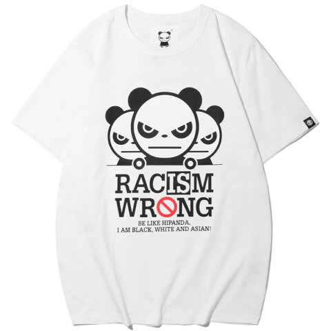 ハイパンダ メンズ BASIC 反人種差別メッセージ プリント 半袖Tシャツ / HIPANDA MEN'S RACISM WRONG MESSAGE PRINTED SHORT SLEEVED T-SHIRT
