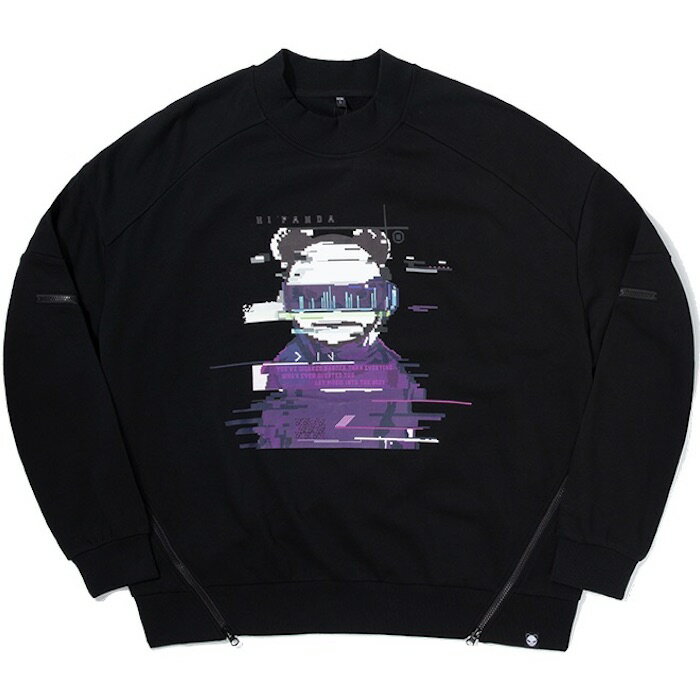 送料無料【ラッピング無料】［レディース］【公式】 HIPANDA ハイパンダ ハッカー プリント クルーネック 丸首 ビッグシルエット スウェット おしゃれ 裏毛 トレーナー ファッション プルオーバー カジュアル プル 綿 白 黒 大きいサイズ LL XL 春 秋 冬 春服 秋服 冬服 秋冬のサムネイル