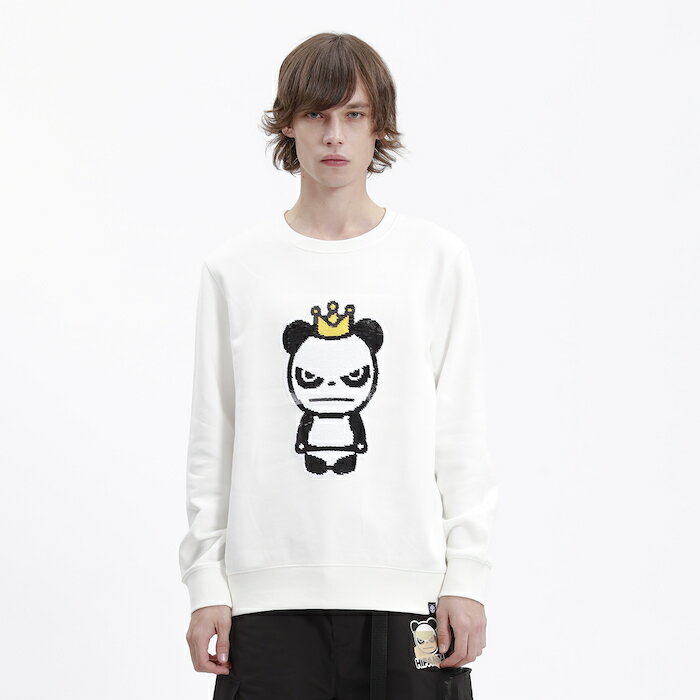 送料無料【ラッピング無料】［メンズ］【公式】ハイパンダ スパンコール キングパンダ ベーシック 裏毛スウェット トレーナー / HIPANDA MEN'S SEAQUINS BASIC KING PANDA SWEAT SHIRT