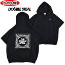 double steal DOUBLE STEAL _uXeB[ BANDANA Short Sleeve Zip Hoodie TVc yCY[ S  ubN BLACK  n[t Wbv@t[fB@Xg[g ʃobWv[g