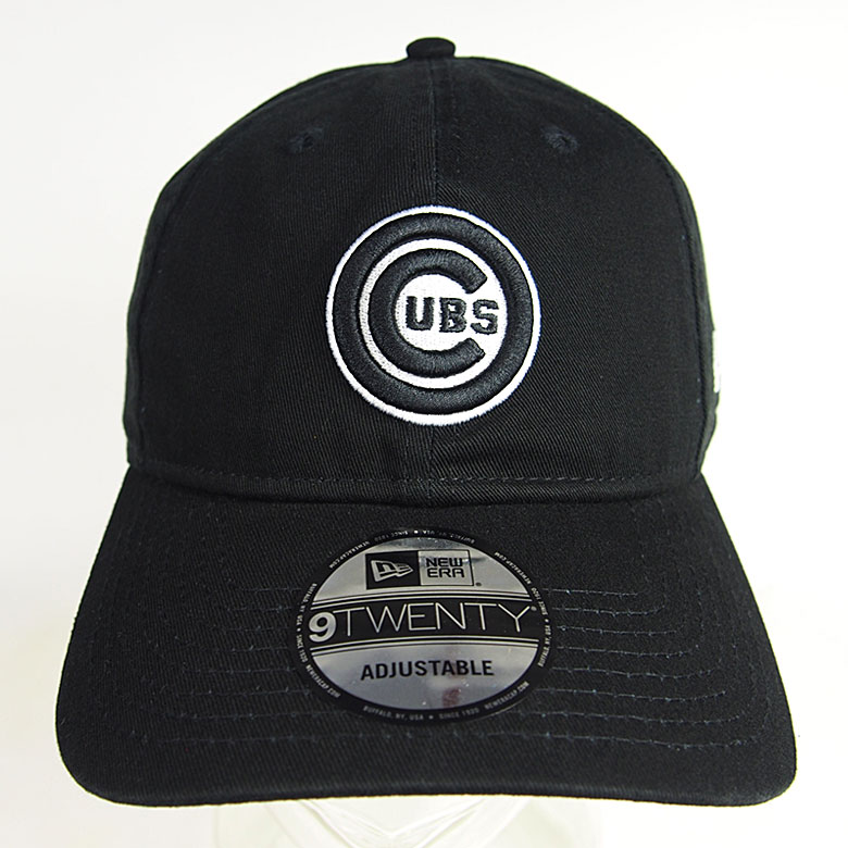 newera ニューエラ キャップ シカゴ カブス 9TWENTY ブラック BLACK Chicago Cubs CAP NEW ERA ベースボールキャップ メンズ　帽子　オーダーメイド缶バッジプレゼント　ストリートファッション