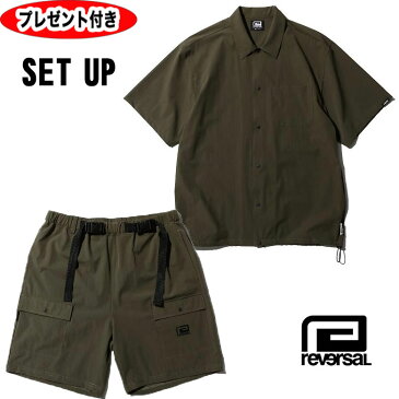 リバーサル rv22ss302 シャツ セットアップ rvddw 4WAY DRY SNAP SHIRTS スナップシャツ rv22ss502 CARGO SHORTS ビッグシルエット reversal ビッグマーク ストレッチナイロン rvddw 半袖Tシャツ カーゴショーツ ジム 格闘技 プレゼント付