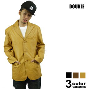 DOUBLE(ダブル)レザーテーラードジャケット(3色)【B系/HIPHOP/無地/JKT/革/ヒップホップ/大きいサイズ/本革/メンズ/ジャケット】【あす楽対応】