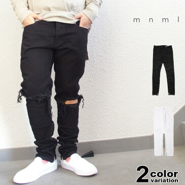 mnml ミニマル mnml (ミニマル) デニムパンツ サイドジップ ダメージジーンズ M1 DENIM [17ML-SP150P] 【mnml スキニージーンズ 大きいサイズ 2017年春夏新作 】【あす楽対応】