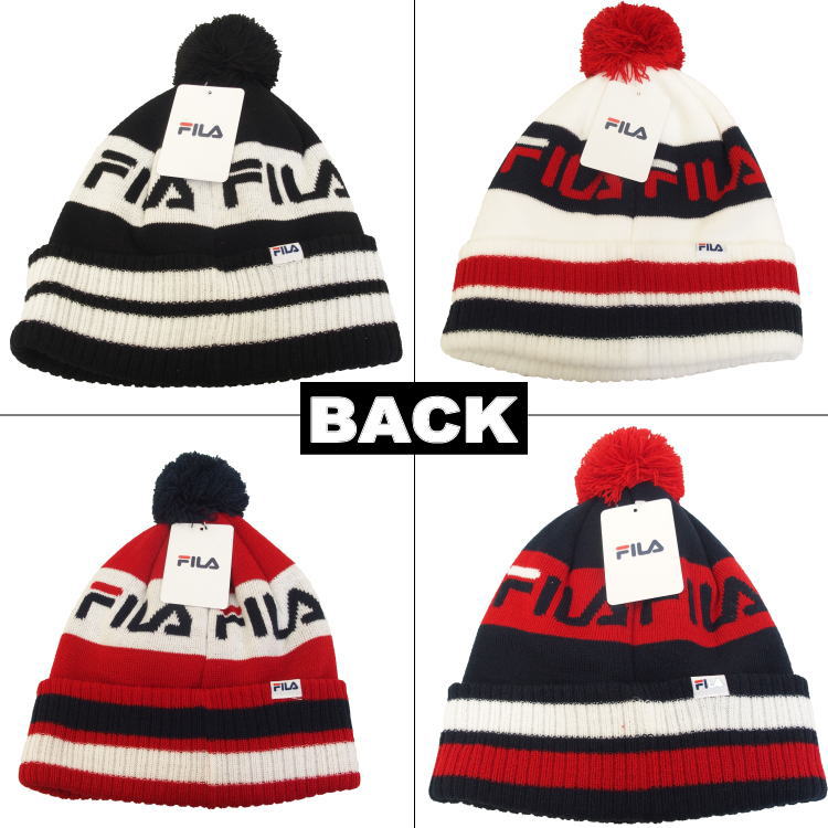 ニット帽【FILA フィラ】ニットキャップ ボンボン付き ジャガード ニットキャップ メンズ レディース (4色) [158-113225] 【fila フィラ ニット帽 メンズ レディース 帽子 男女兼用 ユニセックス ダンス スポーツ 黒】【あす楽対応】 【メール便対応】