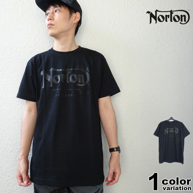 NORTON ノートン Tシャツ 半袖 JAPAN加工 ドライ THANKS Tシャツ メンズ 大きいサイズ ブラック バイカー M-2XL   