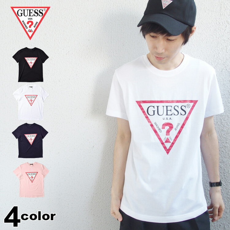 ゲス GUESS Tシャツ 半袖 メンズ レディース CAMO TRIANGLE LOGO TEE (guess tシャツe ティーシャツ 迷彩 T-SHIRTS カットソー トップス MH2K8511) 【あす楽対応】 【メール便対応】