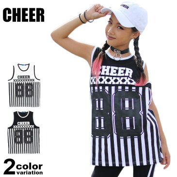 CHEER (チアー) タンクトップ ノースリーブ ストライプ ナンバリング レディース キッズ ジュニア ダンス スポーツジム フィットネス レッスン着 [CX812115] 【あす楽対応】 【メール便対応】