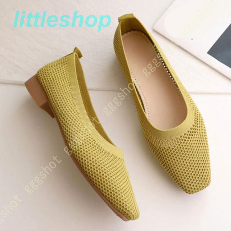 ニットシューズ レディース ニット パンプス ローヒールパンプス シューズ ローヒール フラットシューズ ペタンコ 走れる スクエアトゥ 通勤 オフィス 仕事