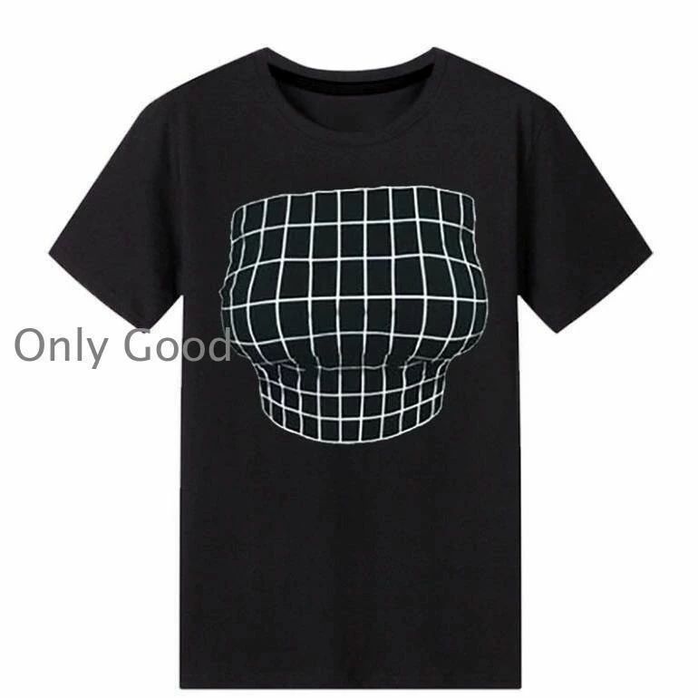 ティーシャツ レディース おしゃれ 3D 半袖TシャツカジュアルおっぱいTシャツ ホワイト ブラック