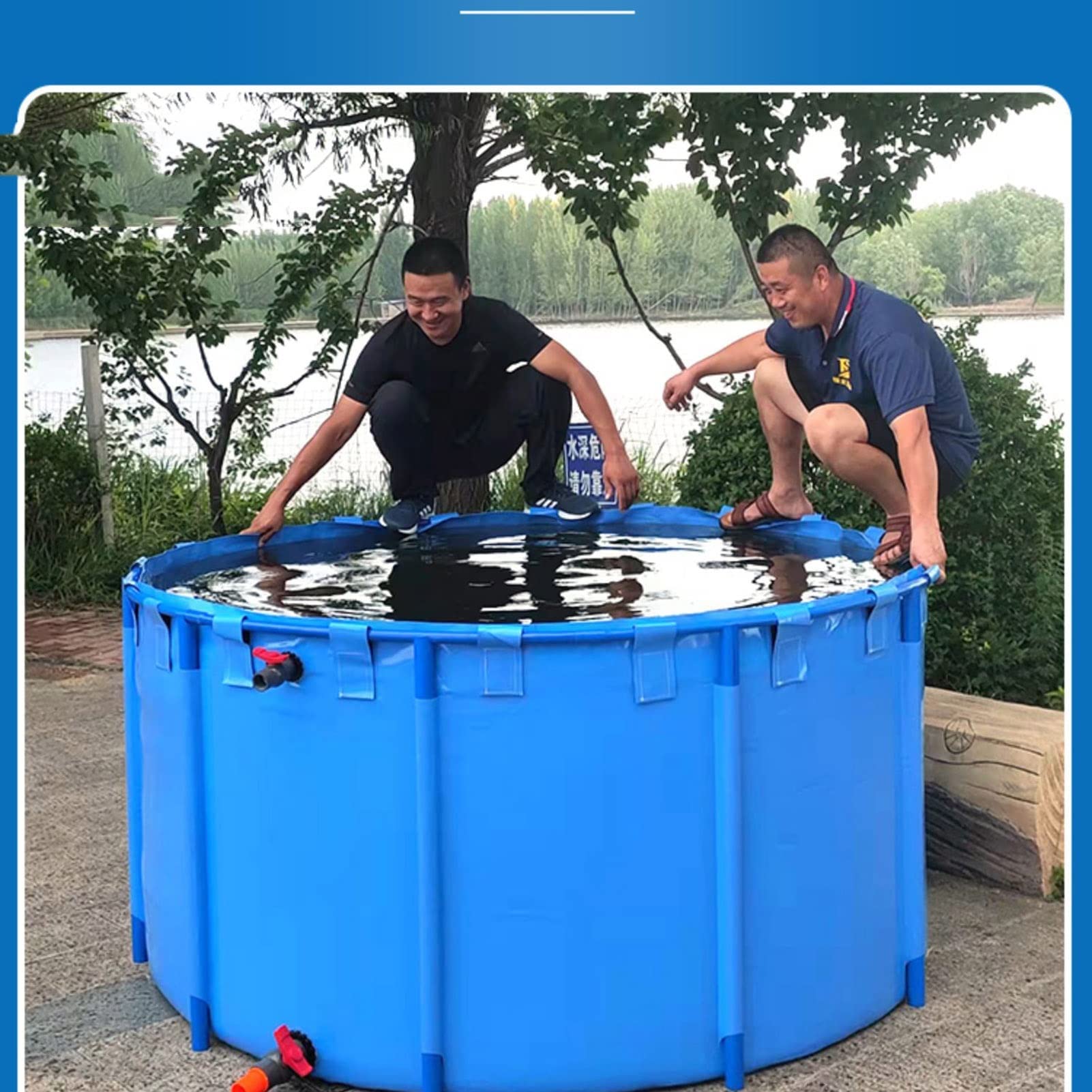 アップグレード ラウンド キャンバス 養魚池 プール大型水槽 立体養魚池 水槽 ホワ...