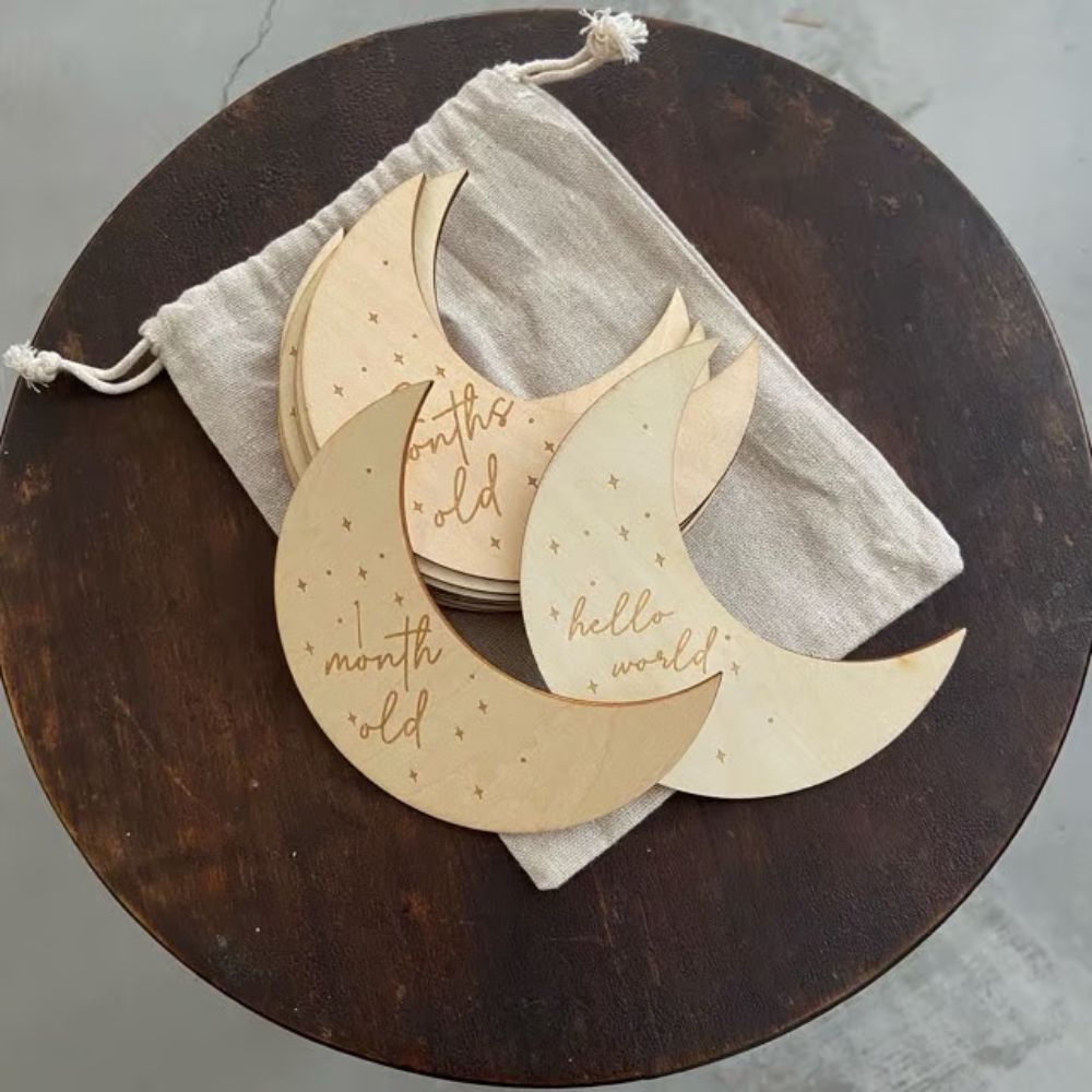【SALE】【送料無料】Monthly Wood Plate [ MOON ] 木製 月齢フォト 月齢カード MILESTONE CARD マイルストーン カード マンスリーカード ニューボーンフォト 出産準備品