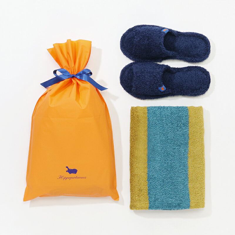 【公式】ギフト − ルームシューズ×1 / ミニバスタオル×1Hippopotamus|ヒポポタマスギフト 今治 高級 11色から選べる 1枚 竹レーヨン かわいい 巾着バッグ 今治産 高級タオル プレゼント 結婚 出産 内祝い おしゃれ 贈り物 国産 日本製
