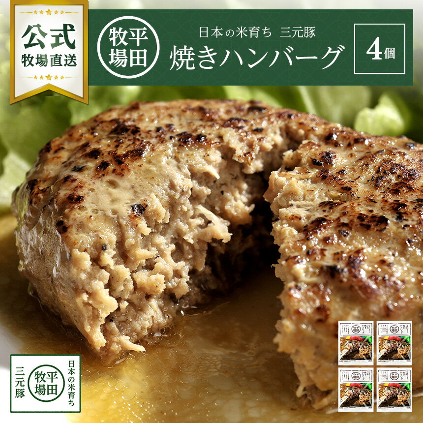 【公式】日本の米育ち三元豚焼きハンバーグ4個セット 冷凍 三元豚 豚肉 お取り寄せグルメ 農林水産大臣賞受賞 おうちごはん 簡単調理 便利 温めるだけのサムネイル