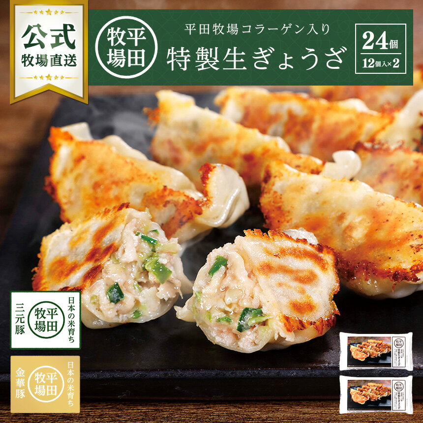 【公式】平田牧場 特製生ぎょうざ2袋(24個)セット 冷凍 ヒラボク 金華豚 三元豚 コラーゲン入り 豚肉 餃子 無添加 お取り寄せグルメ 農林水産大臣賞受賞 おうちごはん 簡単調理 便利 焼くだけのサムネイル