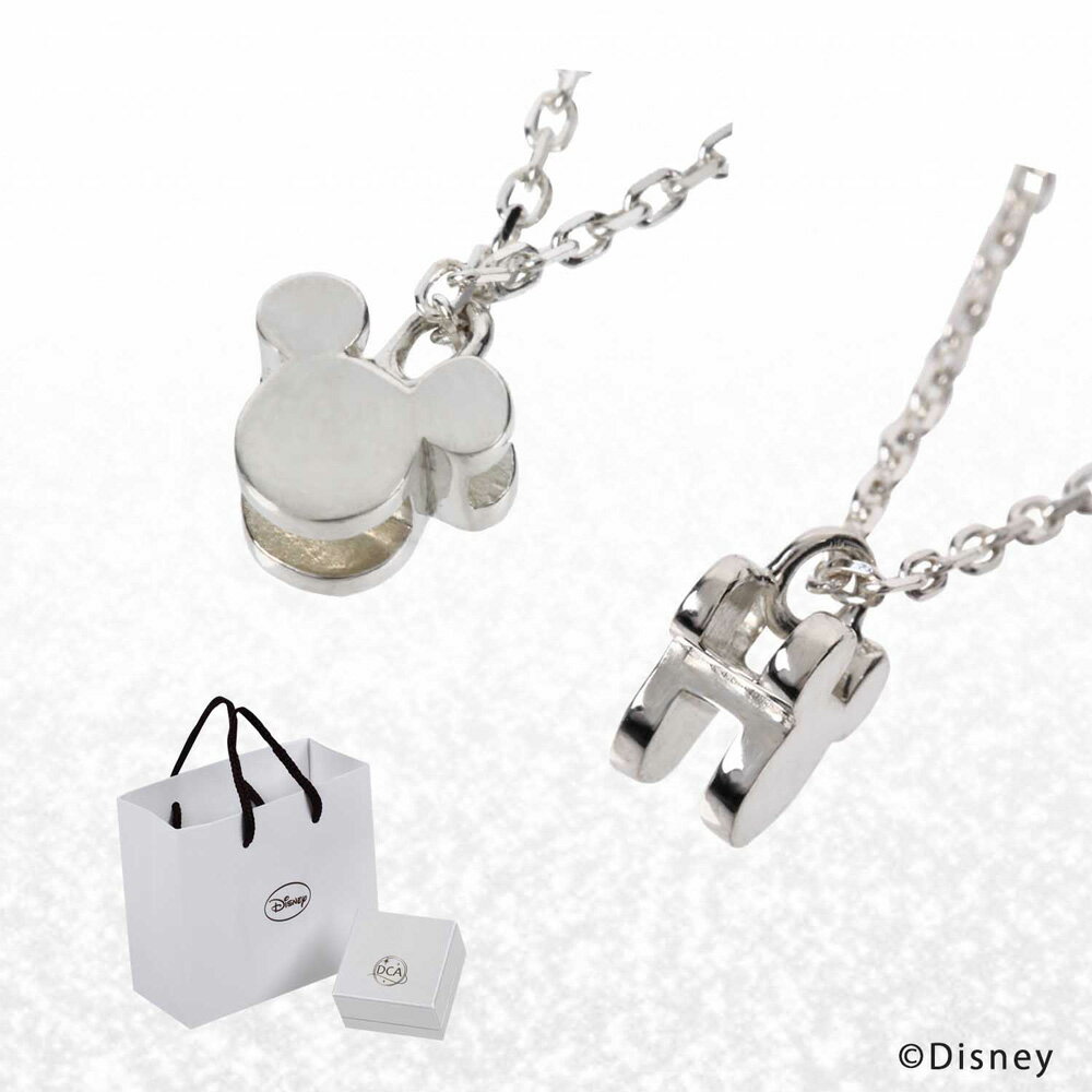 ディズニー  ディズニー ネックレス ミッキー イニシャル ネックレス 2面 3D キューブネックレス Disney ミッキーマウス シルエット ペンダント アクセサリー レディース プレゼント グッズ 誕生日 記念日