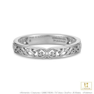 ポケモン ピカチュウ リング 指輪 スクロールシルエット リング プラチナ 結婚指輪 マリッジリング ブライダルリング ジュエリー メンズ レディース 男性 女...