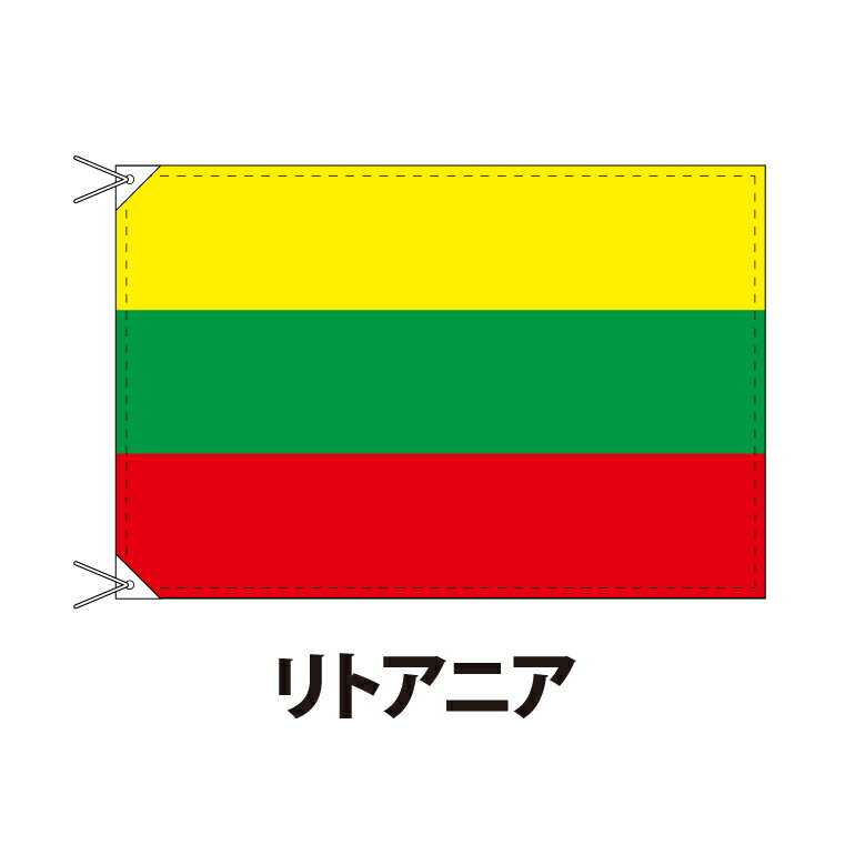 リトアニア 国旗 90×120cm 上質なエクスラン地 ポピュラーサイズ レザー・ハトメ・ヒモ付仕立 旗 フラッグ 国産 難易度:A 3営業日以内に出荷 送料無料 lithuania