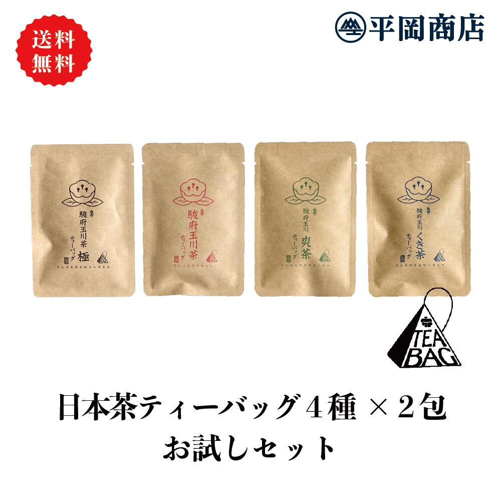 日本茶 ティーバッグ 4種×2包 プチお試しセット 【 送料無料 / ポスト投函便】 【2024年度産 新茶 5月31日発売開始】 【急須がいらない日本茶】 【 緑茶 カテキン エピガロカテキンガレート EGCg 緑茶ティーバッグ】【新茶 静岡茶 煎茶 日本茶 ティーパック 】